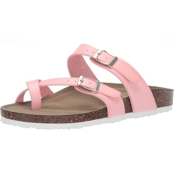 Madden Girl Bryceee Ring Cork Sandals Pink Faux Leather Size 7 M Beach Slides - Picture 8 of 8